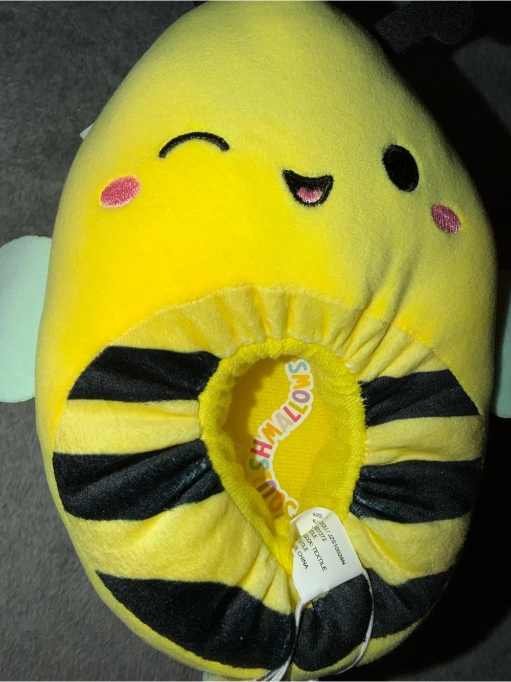 NWT Squishmallows Kid Toddler Size 13/1 Plush Slippers - Sunny the Bee Winking